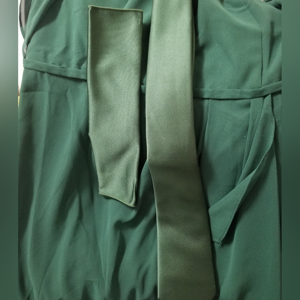 Green tie and matching handkerchief